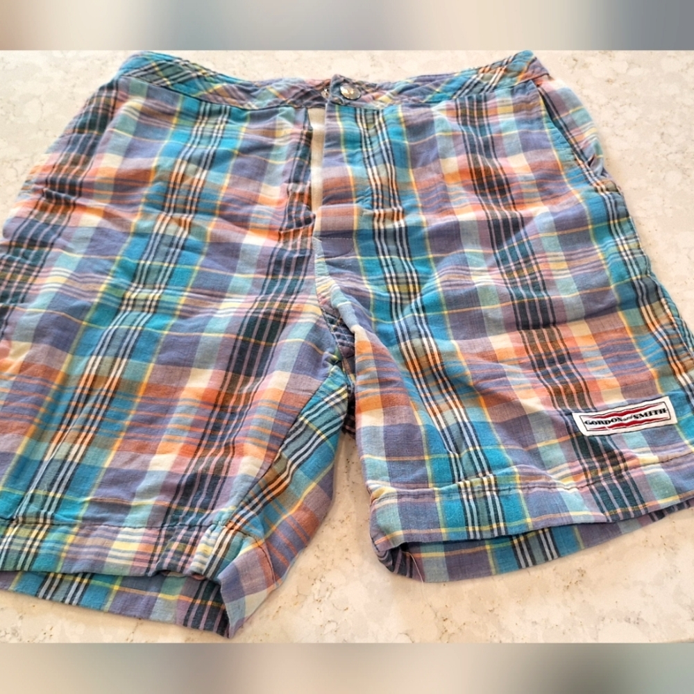 Vintage G&S Gordon and Smith 80s Madras Board Shorts size 26